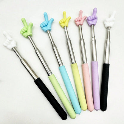 1/2Pcs Telescopic Teachers Pointer, Extendable Hand Pointer Finger Pointer Stick, Mini Retractable Classroom Pointer For Elementary School Kindergarten Teacher, Classroom Supplies (Black), Back To Sch