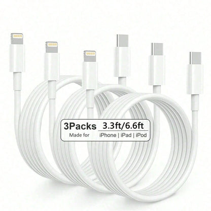 1/3pcs 3.3ft/6.6ft Type-C To Lightning Fast Charging Cable, Compatible With Apple 14/13/12/11 Pro Max/XR/XS/X/8/7/6 Plus/SE/ Mini, MFi Certified
