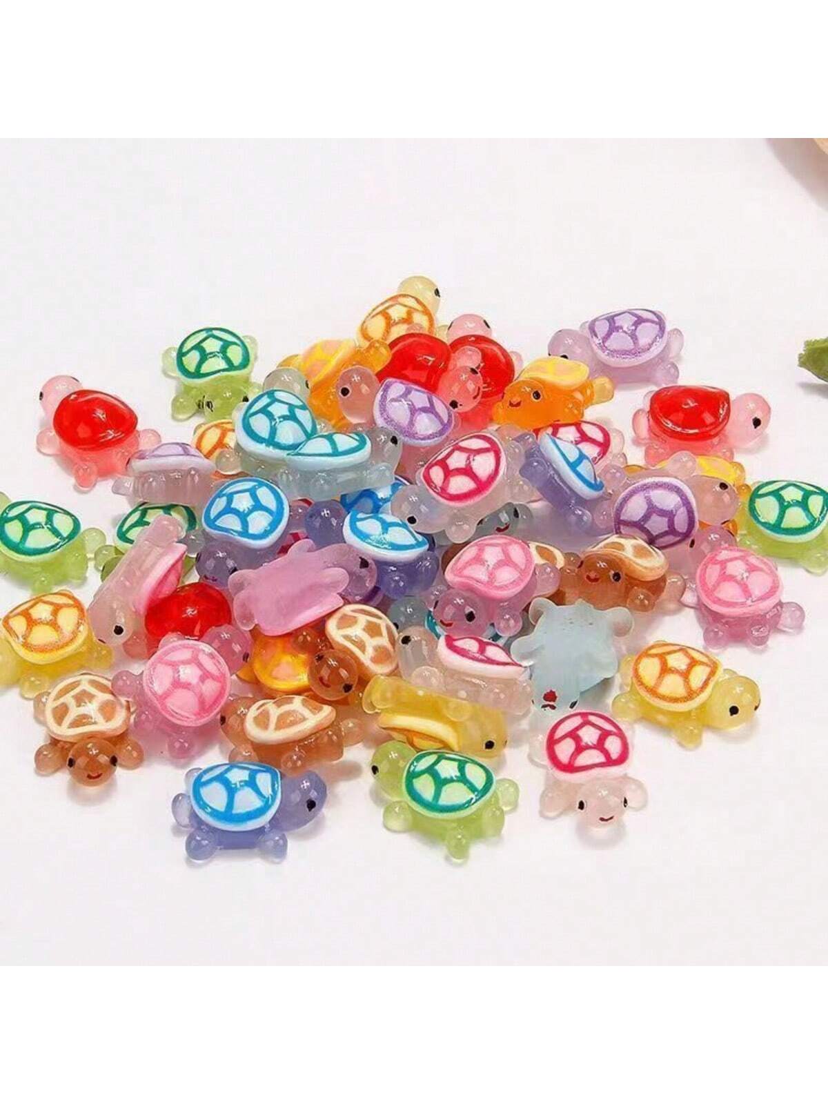 10/30/50pcs Set DIY Mini Turtle Figurines, Glow In The Dark Mini Resin Turtle Toys, Small Glowing Marine Animals For Holiday Gifts, Stocking Stuffers, Party Favors, Pranks, Landscape Garden Decor, Min