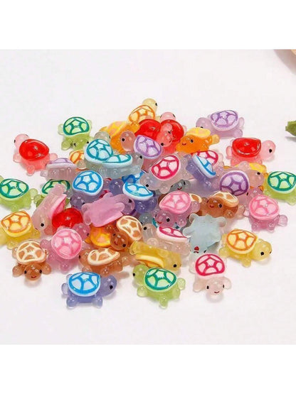 10/30/50pcs Set DIY Mini Turtle Figurines, Glow In The Dark Mini Resin Turtle Toys, Small Glowing Marine Animals For Holiday Gifts, Stocking Stuffers, Party Favors, Pranks, Landscape Garden Decor, Min