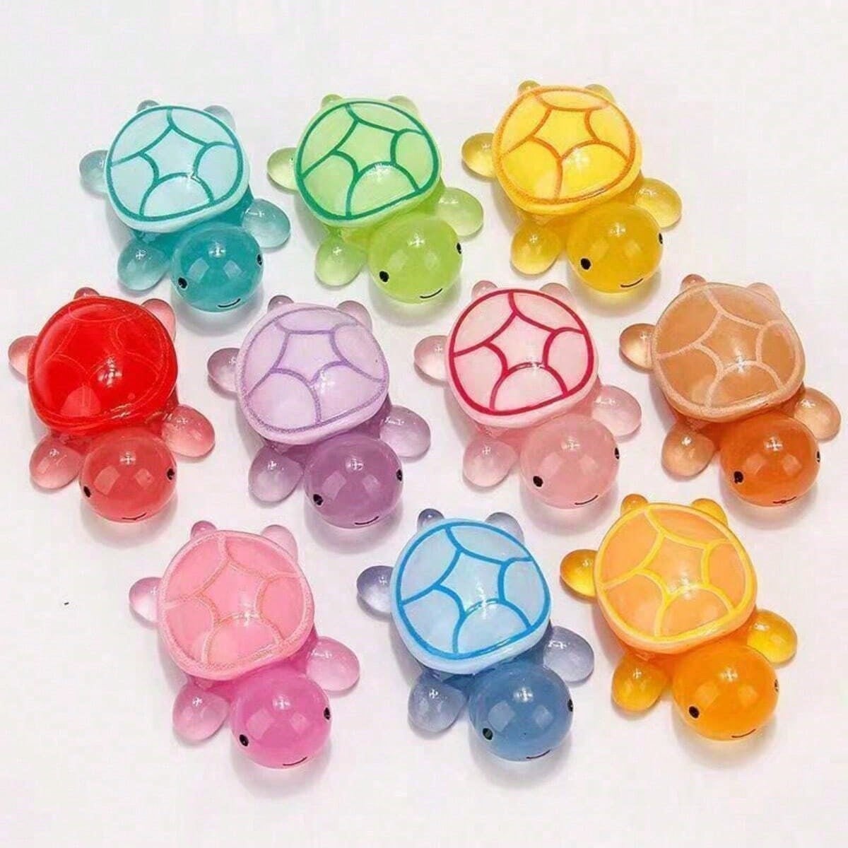 10/30/50pcs Set DIY Mini Turtle Figurines, Glow In The Dark Mini Resin Turtle Toys, Small Glowing Marine Animals For Holiday Gifts, Stocking Stuffers, Party Favors, Pranks, Landscape Garden Decor, Min