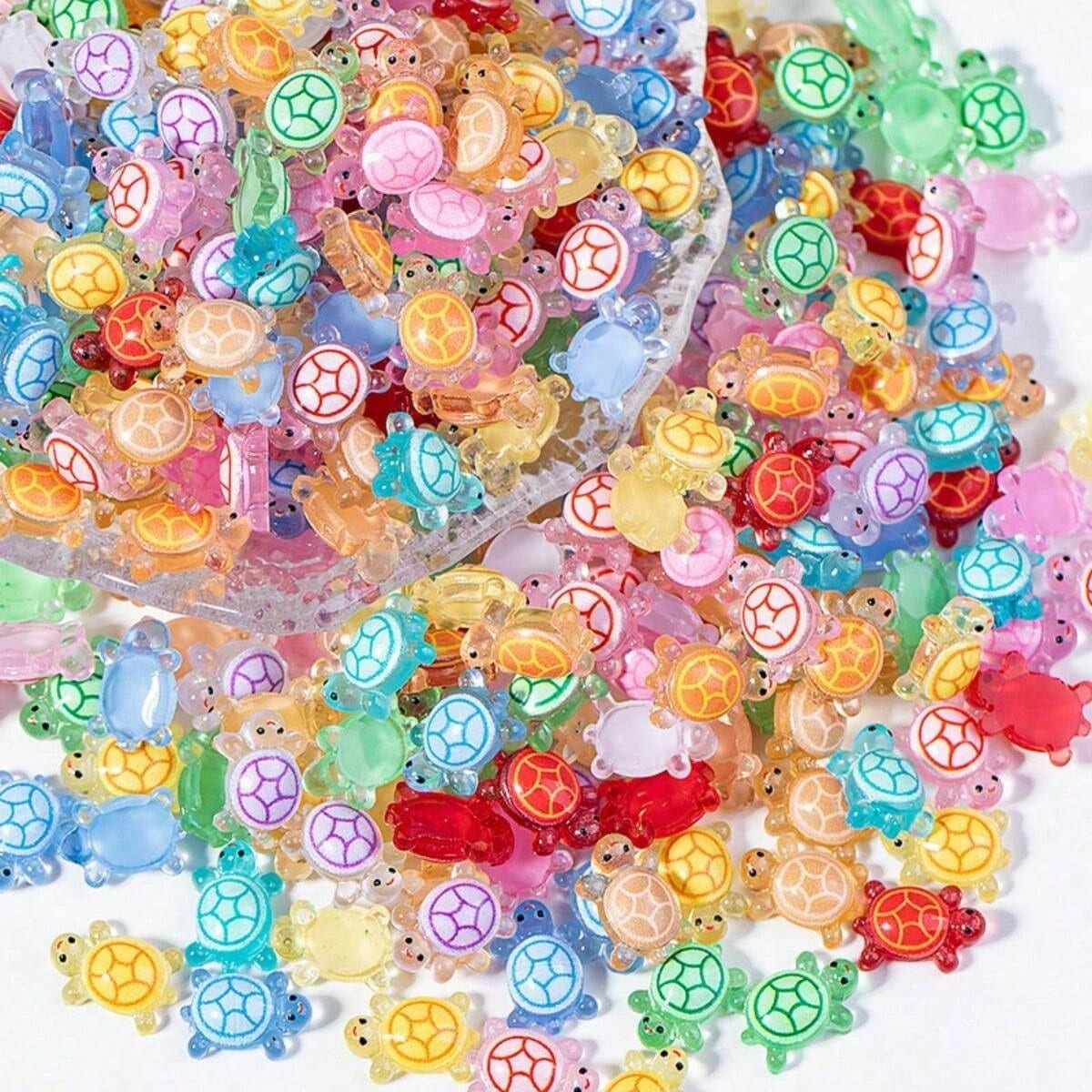 10/30/50pcs Set DIY Mini Turtle Figurines, Glow In The Dark Mini Resin Turtle Toys, Small Glowing Marine Animals For Holiday Gifts, Stocking Stuffers, Party Favors, Pranks, Landscape Garden Decor, Min