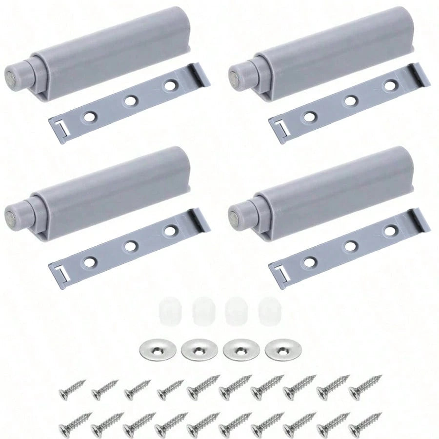 10pcs Easy Install Magnetic Push Button Door Locks- Touch Latch Cabinet & Drawer Locks, Polished Metal Surface, Suitable For Kitchen, Furniture And Wardrobe