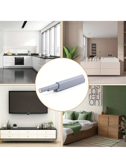 10pcs Easy Install Magnetic Push Button Door Locks- Touch Latch Cabinet & Drawer Locks, Polished Metal Surface, Suitable For Kitchen, Furniture And Wardrobe