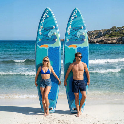 11' Inflatable Paddle Board With SUP Accessories, 3 Removable Fins & 3-Piece Adjustable Single Paddle| Non-Slip Adult Paddle Board In Various Designs For All Water Activities