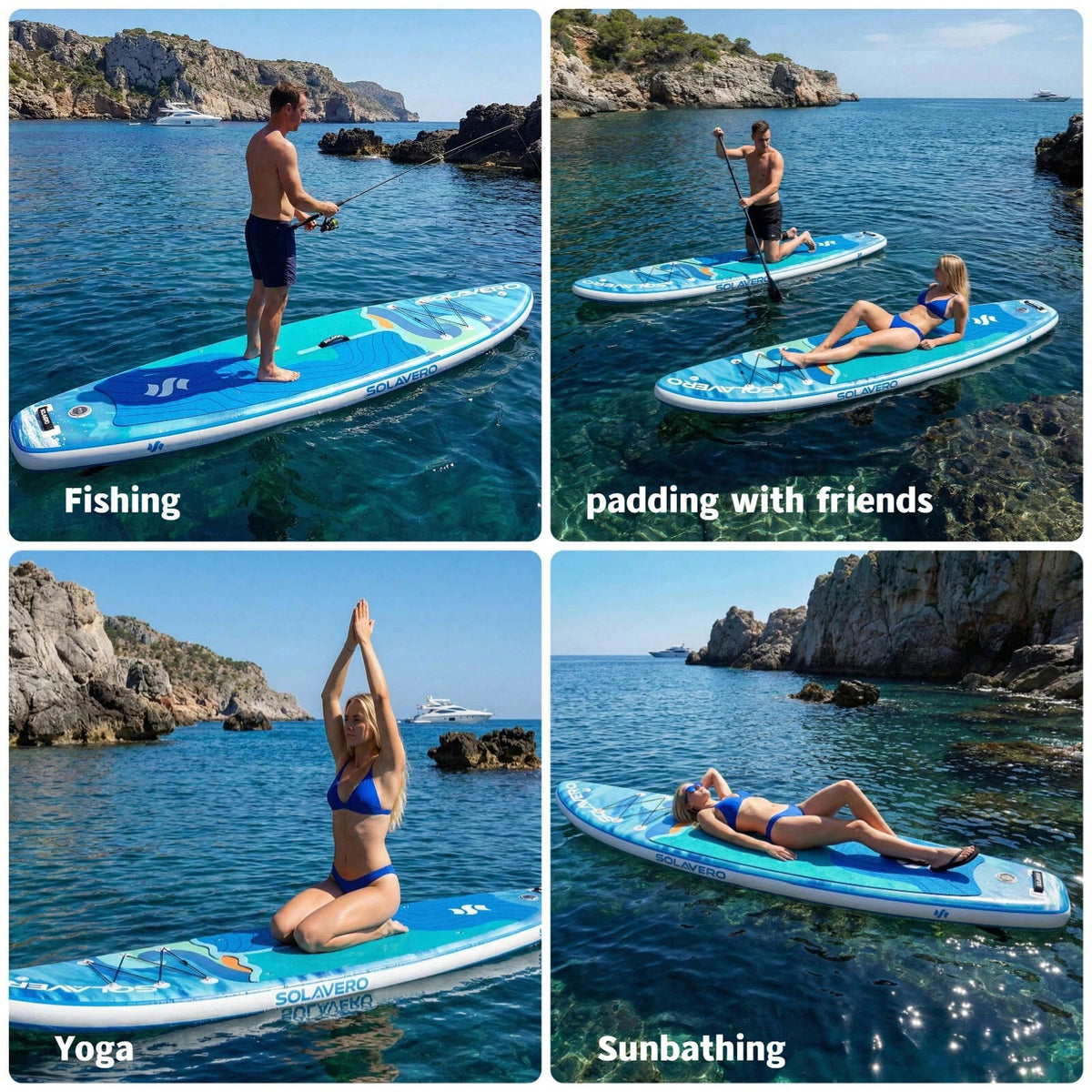 11' Inflatable Paddle Board With SUP Accessories, 3 Removable Fins & 3-Piece Adjustable Single Paddle| Non-Slip Adult Paddle Board In Various Designs For All Water Activities