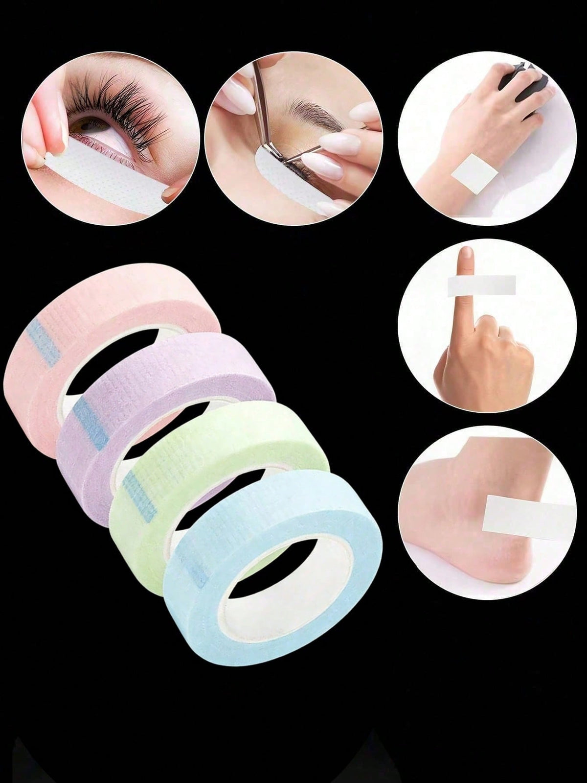 12/6/3/1 Rolls Eyelash Tape, Pink Purple Green Blue White Breathable Microporous Eyelash Extension Tape, Eyelash Lifting Tape, Breathable Hypoallergenic Eyelash Isolation Eye Patches, Eye Makeup Acces
