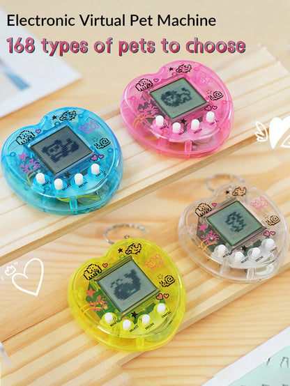 1pc/2PCS/4PCS Mini Virtual Pet Game Console,Personalize The Heart-Shaped Look In A Transparent Color,Portable Design (Can Be Used As A Keychain/Bag Pendant),An Educational Toy For Children To Raise An
