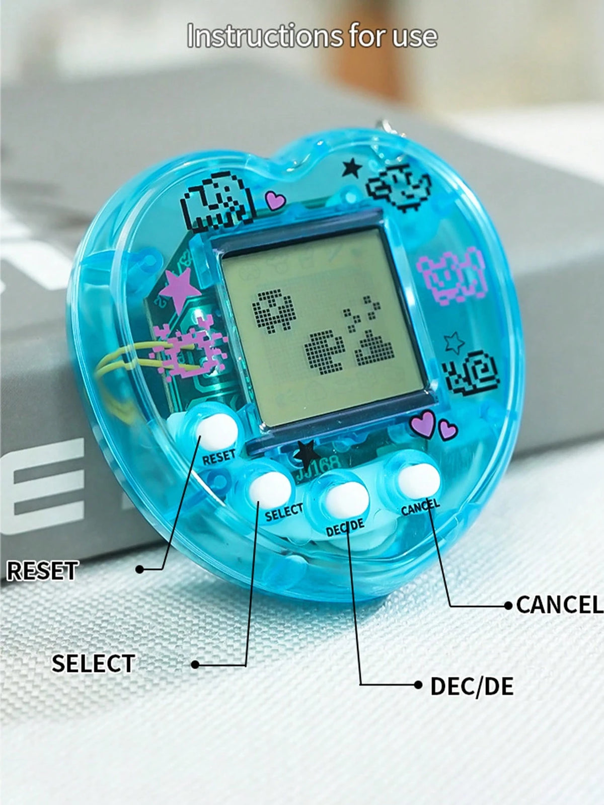 1pc/2PCS/4PCS Mini Virtual Pet Game Console,Personalize The Heart-Shaped Look In A Transparent Color,Portable Design (Can Be Used As A Keychain/Bag Pendant),An Educational Toy For Children To Raise An