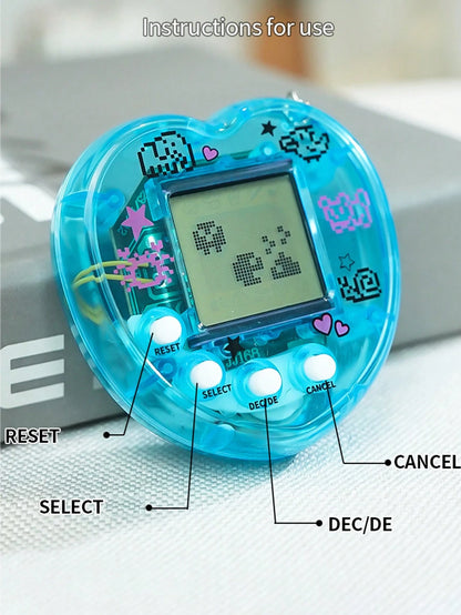 1pc/2PCS/4PCS Mini Virtual Pet Game Console,Personalize The Heart-Shaped Look In A Transparent Color,Portable Design (Can Be Used As A Keychain/Bag Pendant),An Educational Toy For Children To Raise An