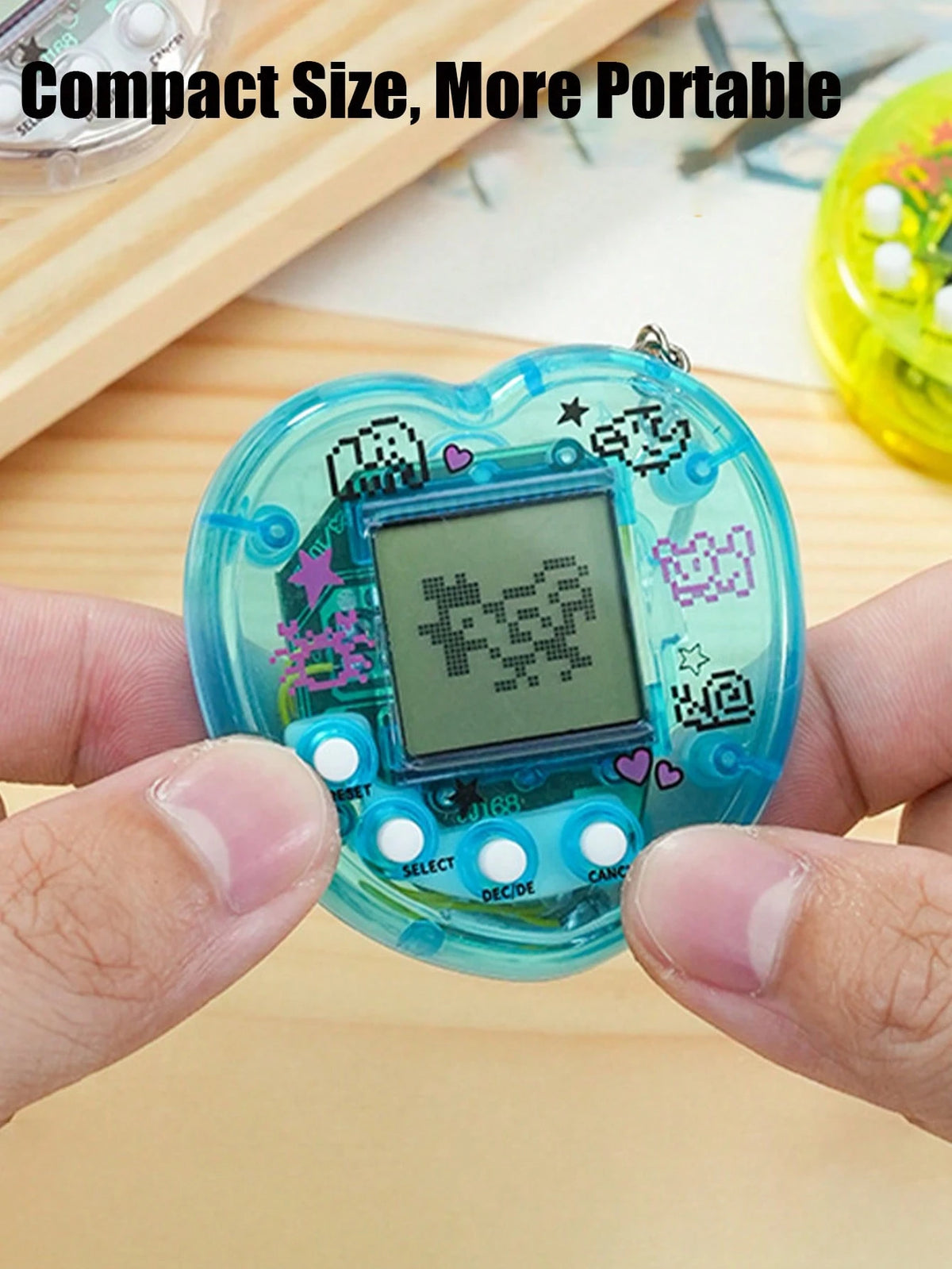 1pc/2PCS/4PCS Mini Virtual Pet Game Console,Personalize The Heart-Shaped Look In A Transparent Color,Portable Design (Can Be Used As A Keychain/Bag Pendant),An Educational Toy For Children To Raise An