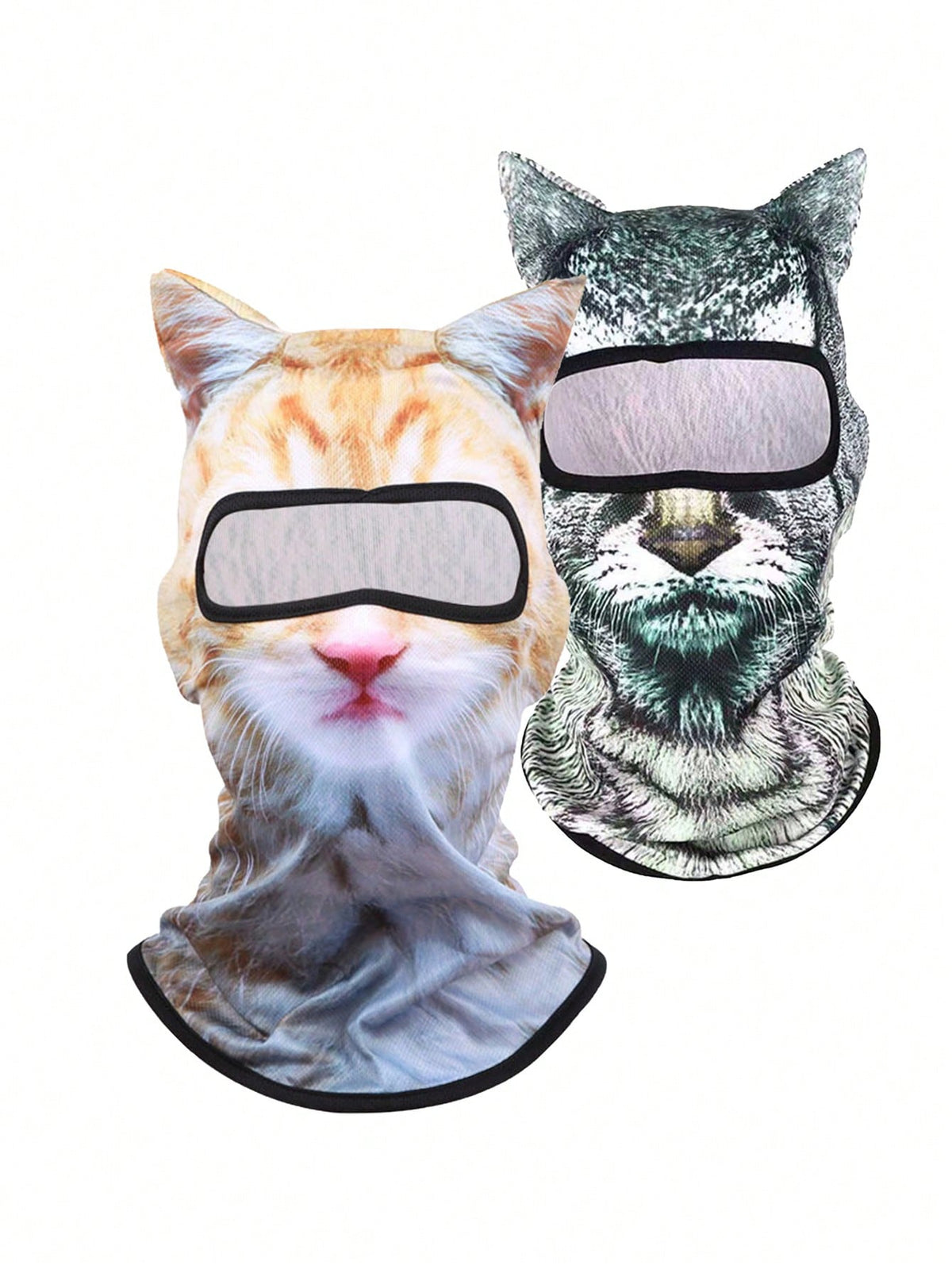 1pc/2pcs Unisex 3D Animal Pattern Protective Face Mask Head Cover, Outdoor Fun Water Sports Hat, Sun Protection Animal Head Cover (Cat, Dog Styles), Suitable For Daily Outings, Travel, Hiking, Skiing