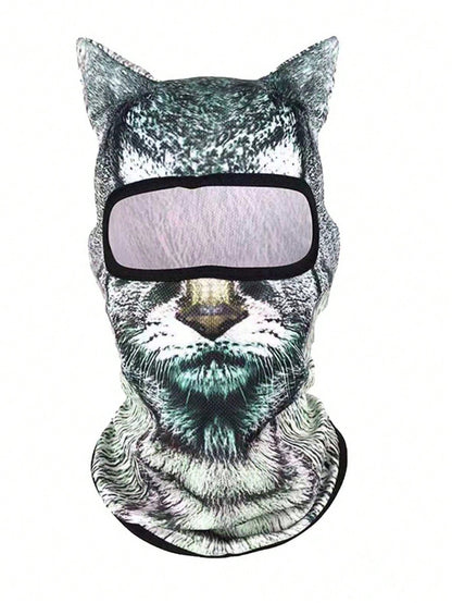 1pc/2pcs Unisex 3D Animal Pattern Protective Face Mask Head Cover, Outdoor Fun Water Sports Hat, Sun Protection Animal Head Cover (Cat, Dog Styles), Suitable For Daily Outings, Travel, Hiking, Skiing