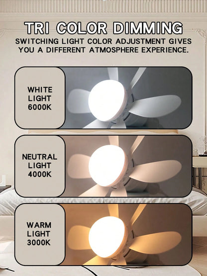 1pc 30W Dimmable LED Ceiling Fan Light With Remote Control, 6 Blades, Quiet Operation, 3 Color Temperatures, 3 Wind Speeds, Timer Function, Suitable For Bedroom, Living Room, Kitchen