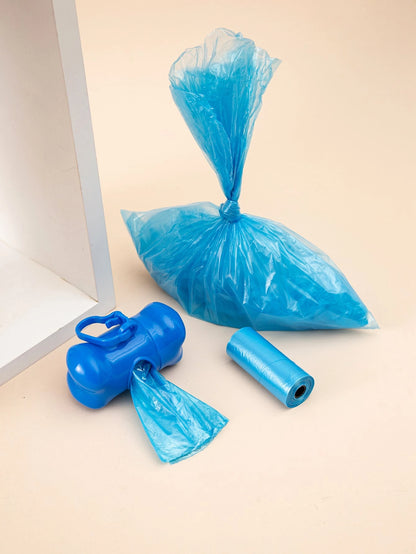 1pc Bone Shaped Dog Waste Pickup Tool + 2 Rolls/30pcs Disposable Solid Color Dog Poop Bags, Portable Outdoor Cleaning Kit (Garbage Bag Dimension: 30x22cm)