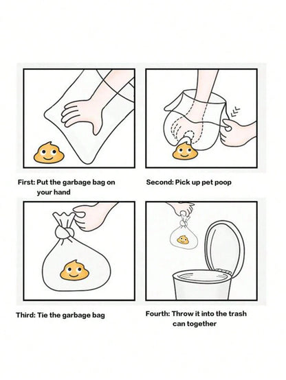 1pc Bone Shaped Dog Waste Pickup Tool + 2 Rolls/30pcs Disposable Solid Color Dog Poop Bags, Portable Outdoor Cleaning Kit (Garbage Bag Dimension: 30x22cm)