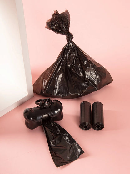 1pc Bone Shaped Dog Waste Pickup Tool + 2 Rolls/30pcs Disposable Solid Color Dog Poop Bags, Portable Outdoor Cleaning Kit (Garbage Bag Dimension: 30x22cm)