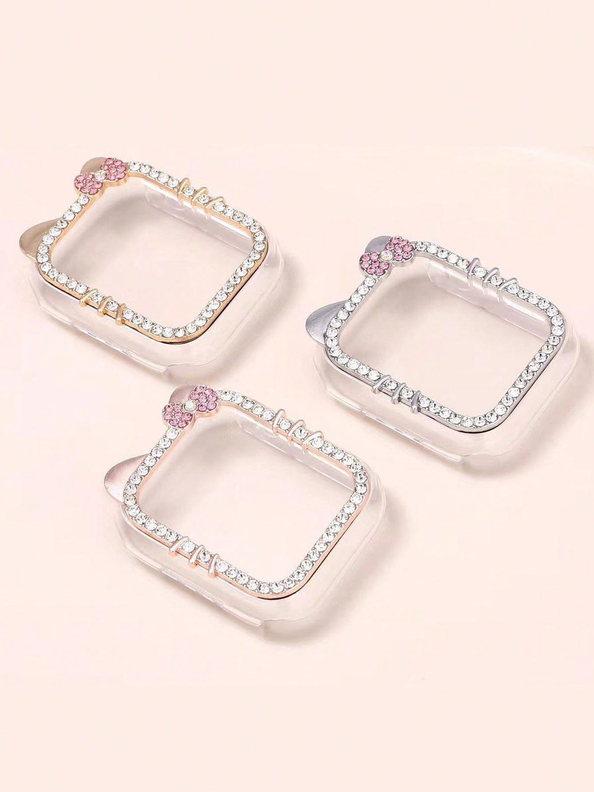 1pc Cartoon Cat Design Case, No Screen Protector, Direct Touch Screen With No Delay, Sparkling Rhinestone Decor, Compatible With Apple Watch SE/8/7/6/5/4/3/2/1, 40/41/44/45/38/42/44/46mm, Shockproof/S
