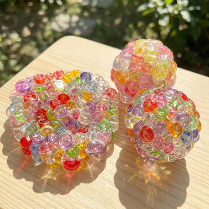 1pc Colorful Mesh Squeeze Ball With Finger Beads, Soft Touch Sensory Stress Relief Toy, Anxiety Relief Mindfulness Toy, Suitable For Children And Adults, Wedding Season Mother's Day Gift