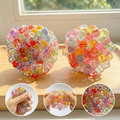 1pc Colorful Mesh Squeeze Ball With Finger Beads, Soft Touch Sensory Stress Relief Toy, Anxiety Relief Mindfulness Toy, Suitable For Children And Adults, Wedding Season Mother's Day Gift