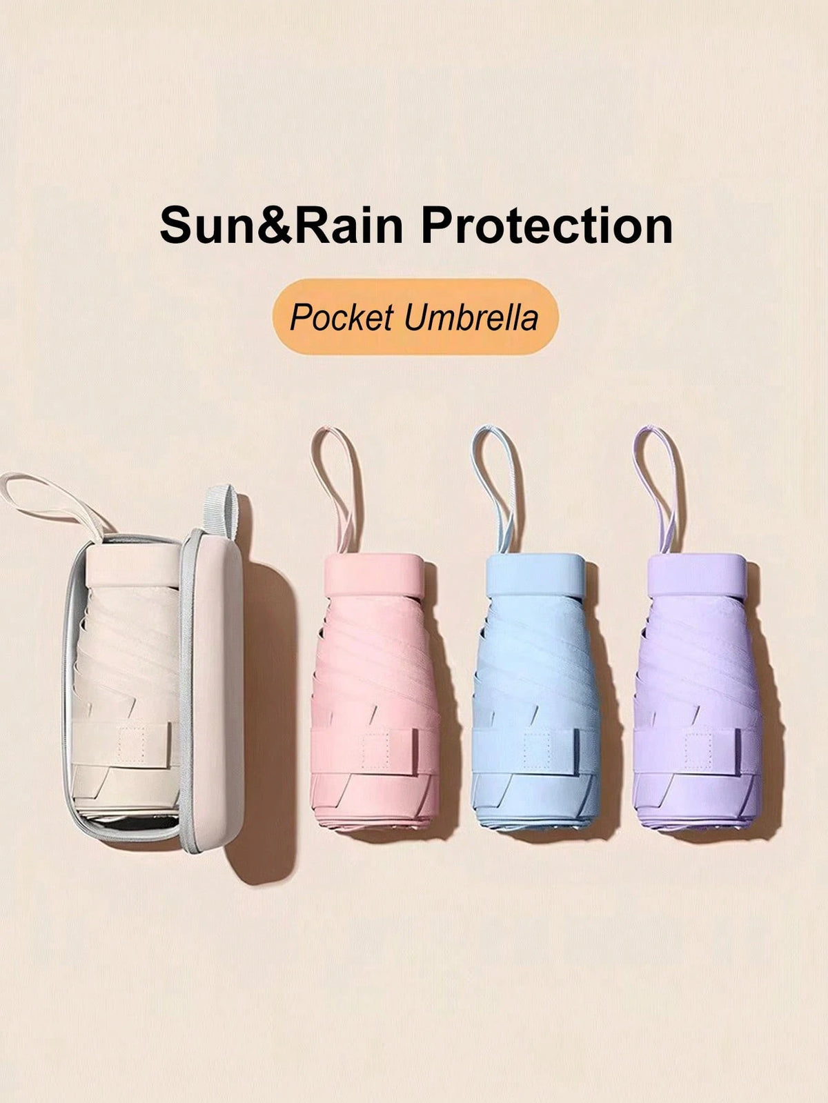 1pc Compact Capsule Umbrella, Portable Mini Umbrella With Carrying Case, Suitable For School, Office, Home, Travel, Protects Against Rain And UV,Mother's Day Gift,Bedroom Decor,Garden,Kitchen Decor,Su