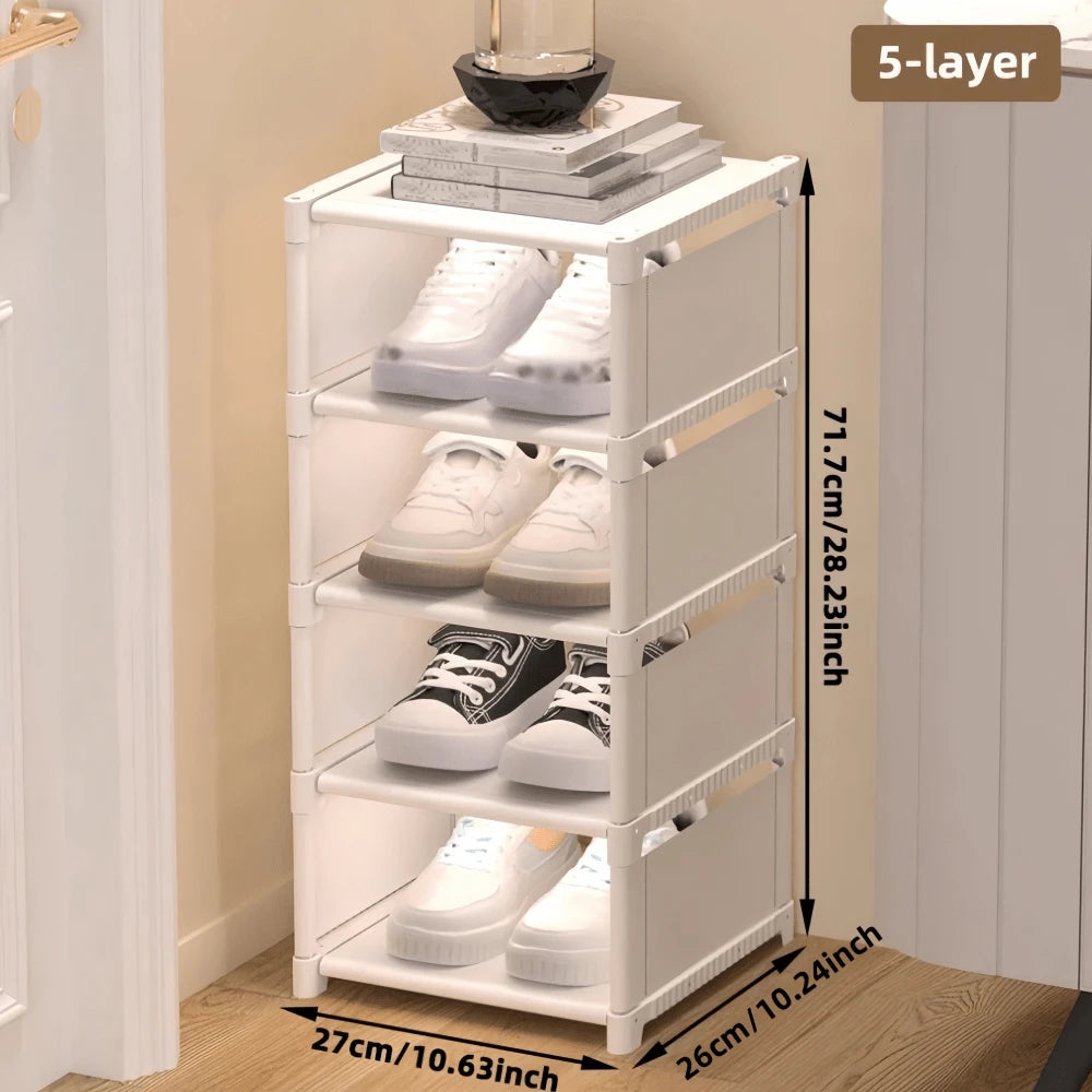 1pc Dust-Proof Single-Row Multi-Tier Shoe Rack, Entryway Furniture Shoe Organizers,Easy To Assemble And Move, Suitable For Entryway, Closet, Living Room, Bedroom