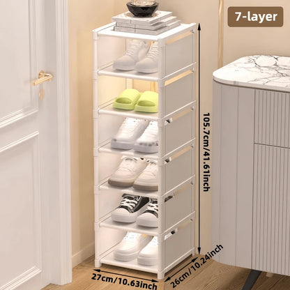 1pc Dust-Proof Single-Row Multi-Tier Shoe Rack, Entryway Furniture Shoe Organizers,Easy To Assemble And Move, Suitable For Entryway, Closet, Living Room, Bedroom