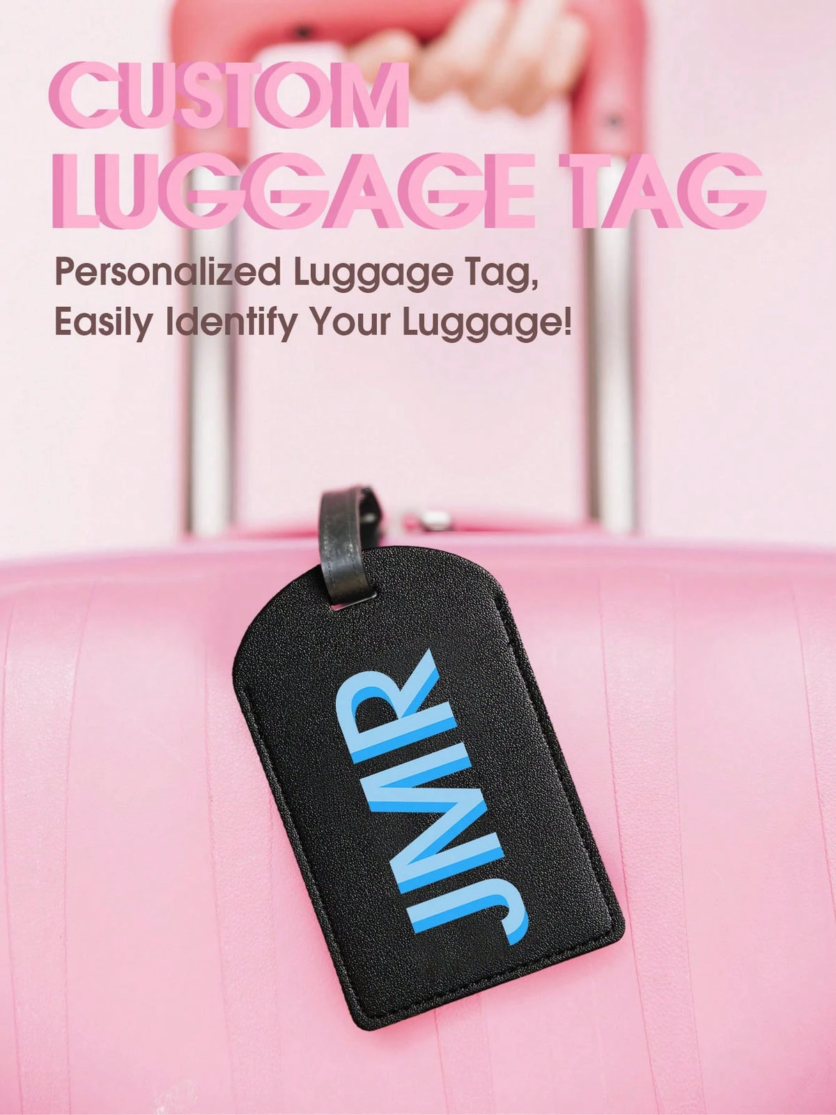 1pc Personalized Engraved Luggage Tag, Customized Name Address Tag For Suitcase Backpack, Vegan Leather Travel Bag Charm Keychain