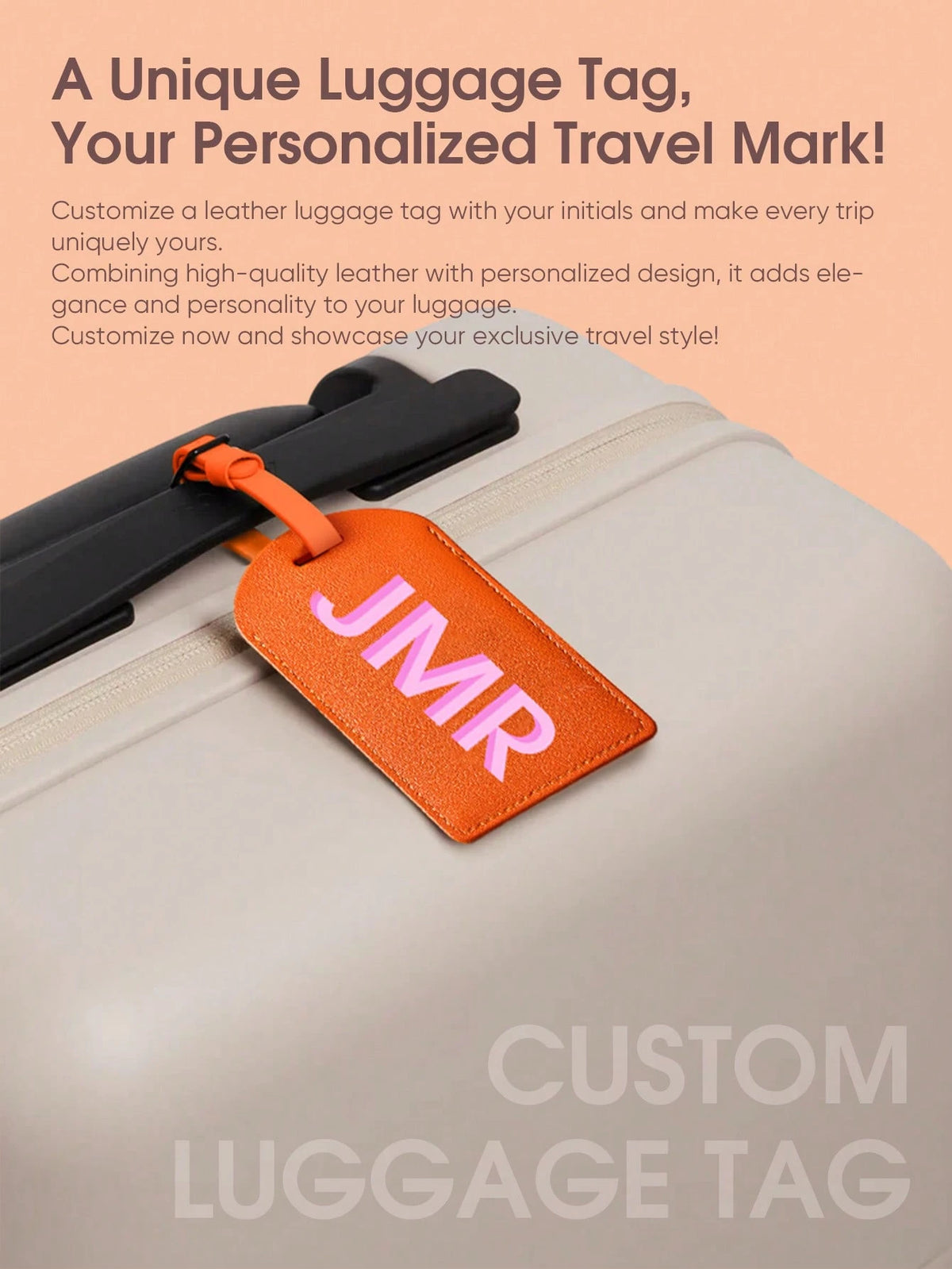 1pc Personalized Engraved Luggage Tag, Customized Name Address Tag For Suitcase Backpack, Vegan Leather Travel Bag Charm Keychain