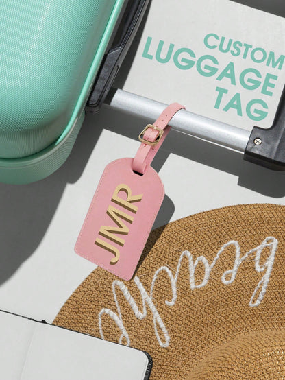 1pc Personalized Engraved Luggage Tag, Customized Name Address Tag For Suitcase Backpack, Vegan Leather Travel Bag Charm Keychain