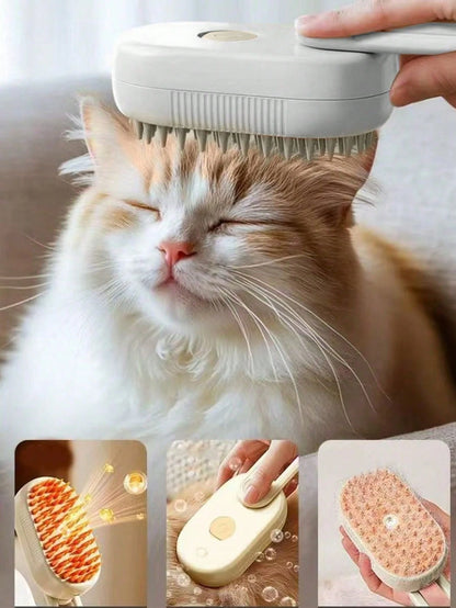1pc Pet Steam Massage Brush, Universal For Cats & Dogs Floating Hair Cleaning Device, No-Wash Pet Steam Brush, No-Rinse Steam Massage Brush, One-Button Grooming, USB Rechargeable, Suitable For Cats &