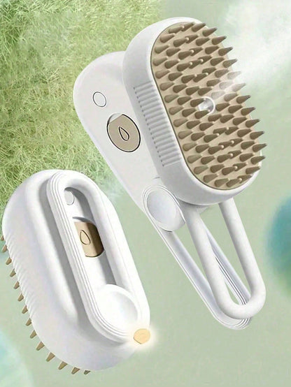 1pc Pet Steam Massage Brush, Universal For Cats & Dogs Floating Hair Cleaning Device, No-Wash Pet Steam Brush, No-Rinse Steam Massage Brush, One-Button Grooming, USB Rechargeable, Suitable For Cats &