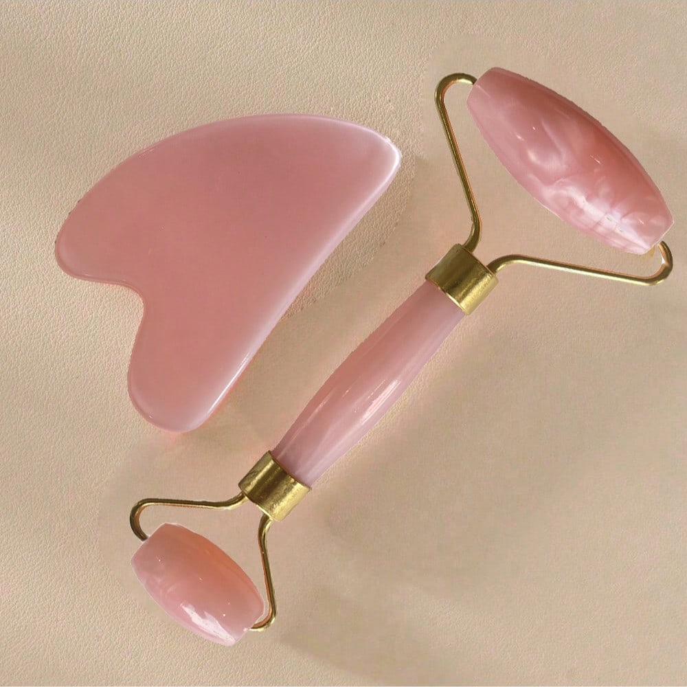 1pc Pink Guasha Massage Tool Set, Face And Body Massager Roller For Meridian Massage, Beauty Facial Lifting Care,Beauty,Skin Care Products,Spa,Self Care,Skin Care Tools,Face Care,Esthetician Supplies