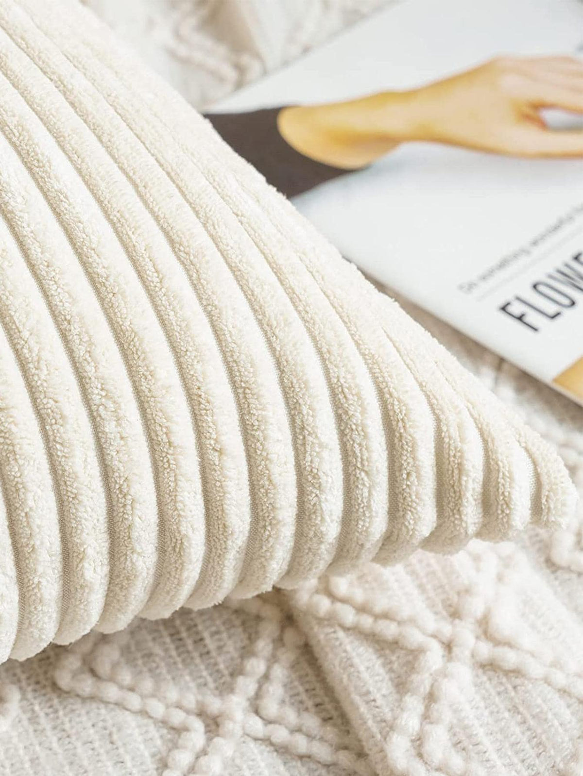 1pc Solid Color Cushion Cover Without Filler, Modern Woven Fabric Throw Pillow Cover For Household