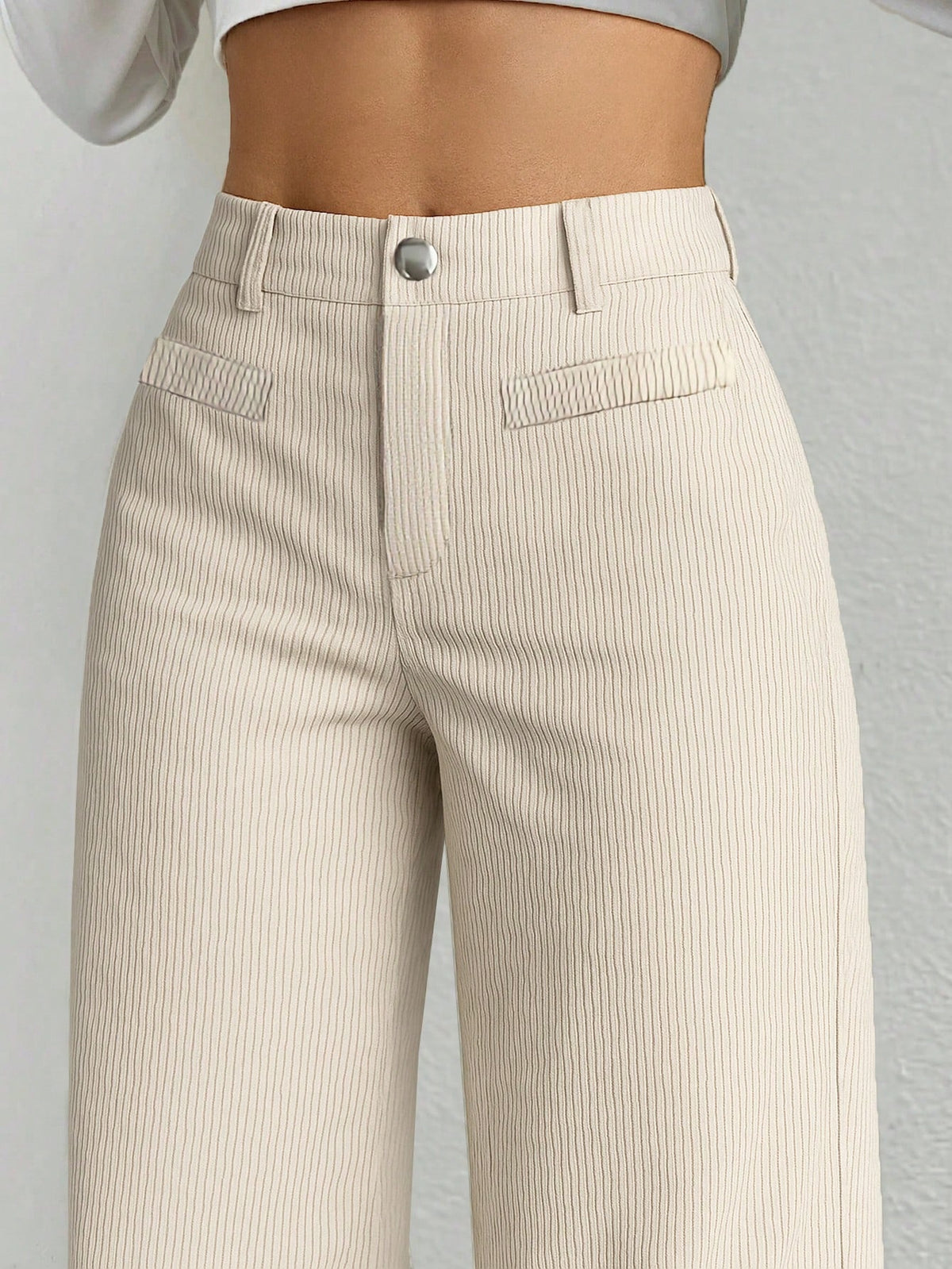 1pc Solid Color Polyester Button Pocket Zipper Pants, Suitable For Daily Wear In Spring, Autumn And Winter Brown, Smart Casual