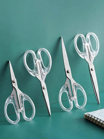 1pc Stainless Steel Clear Scissors, Simple Multi-Purpose Art Scissors For Office, School, Home Back To School