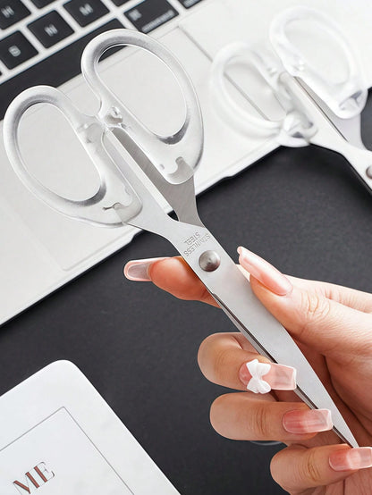 1pc Stainless Steel Clear Scissors, Simple Multi-Purpose Art Scissors For Office, School, Home Back To School