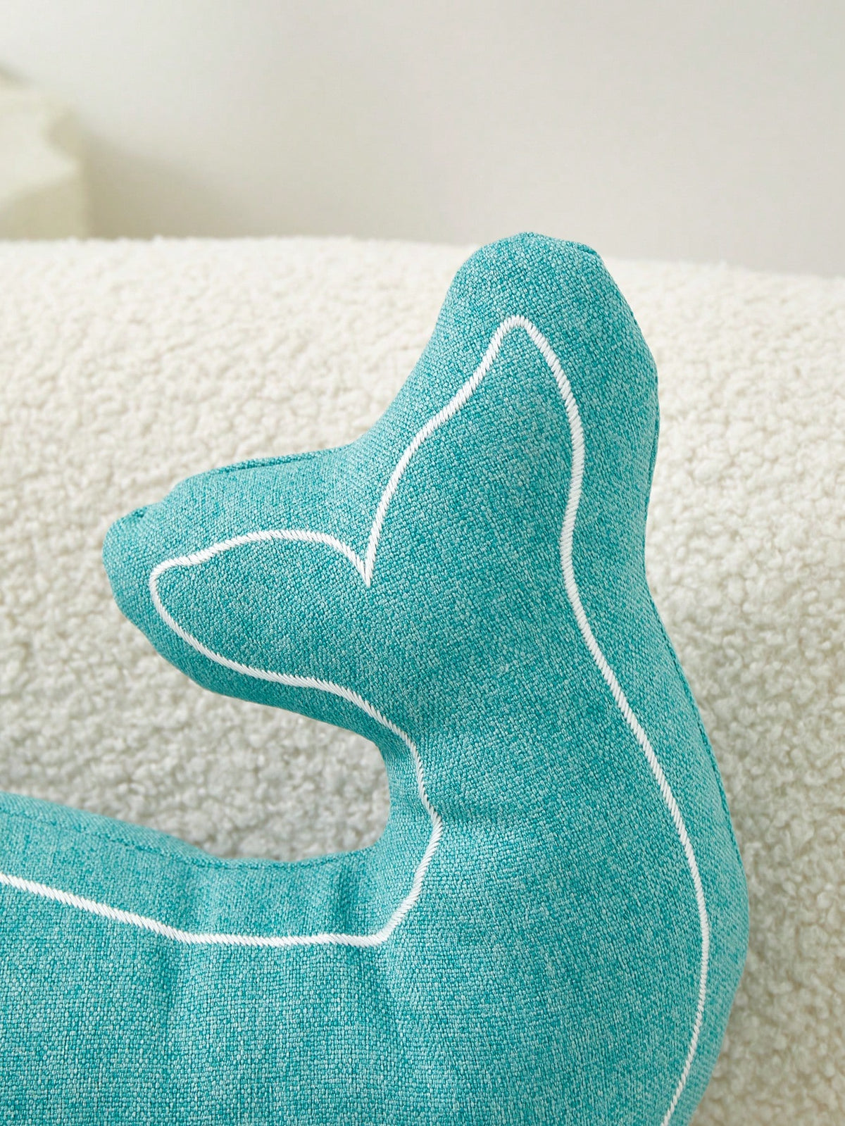 1pc Turquoise Blue Whale Embroidered Shaped Decorative Pillowcase, Suitable For Indoor Decor, Seasonless Shaped Pillowcase, Without Insert