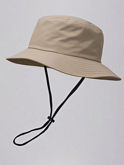 1pc Unisex Solid Color Bucket Hat With Adjustable Windproof Rope, Lightweight Fashion Outdoor Travel Hiking Climbing Casual Sports Sun Hat, Summer UV Protection Sunshade Cap