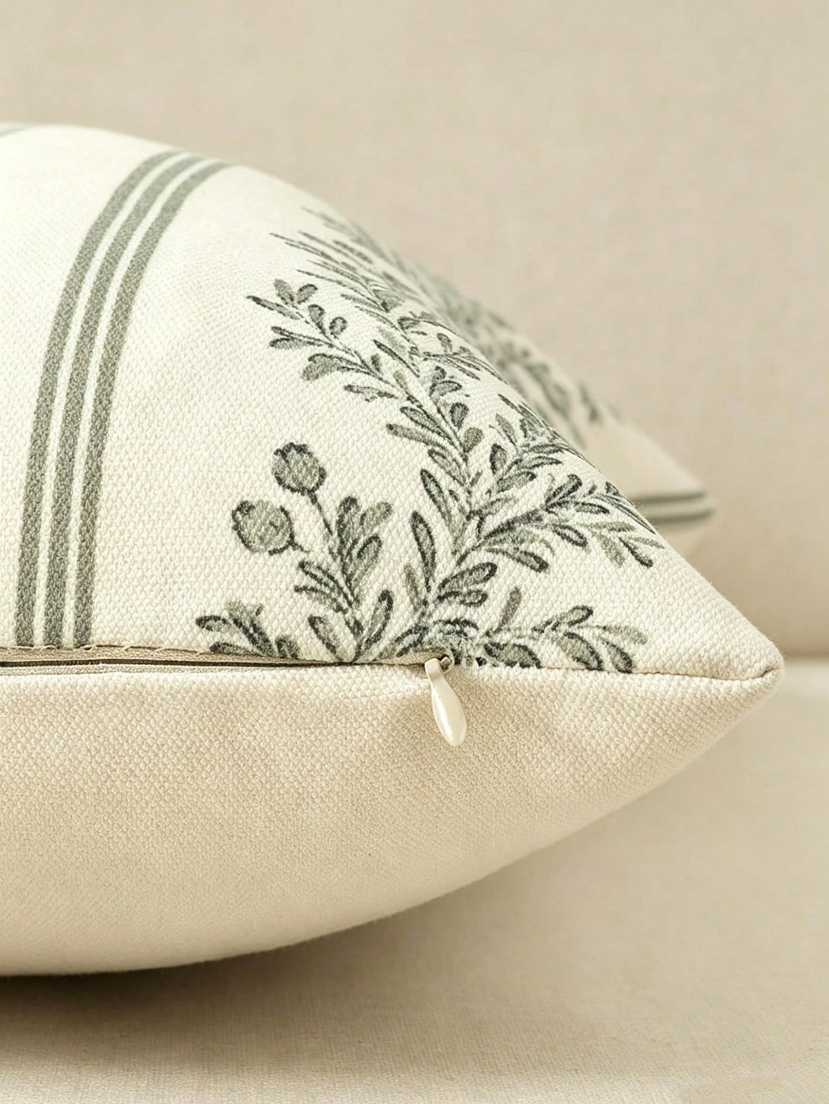 1pc Vintage Throw Pillow Covers, Striped Floral Pillow Cover Botanical Patterned Decorative Cushion Covers Modern Farmhouse Home Decor For Sofa Couch Bed Living Room, Cozy Corner