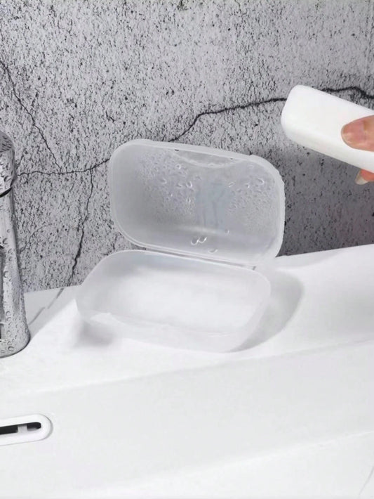 1pc Waterproof Portable Sealed Plastic Soap Box, White