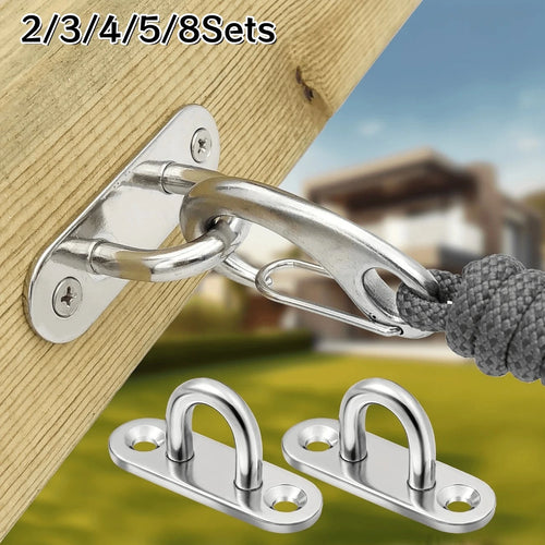 2/3/4/5/8 Sets Stainless Steel Thickened Ceiling Hanging Hooks, Heavy Duty Ceiling Suspension Hooks, Fan Pull Ring Hooks