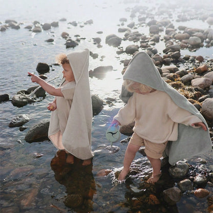 2pcs Baby Hooded Bath Towel, Super Soft Coral Fleece Absorbent Children's Solid Color Bathrobe, Newborn Baby Autumn/Winter Bath Cloak Robe, Machine Washable- Perfect Gift For Baby Shower