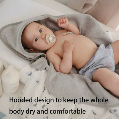 2pcs Baby Hooded Bath Towel, Super Soft Coral Fleece Absorbent Children's Solid Color Bathrobe, Newborn Baby Autumn/Winter Bath Cloak Robe, Machine Washable- Perfect Gift For Baby Shower