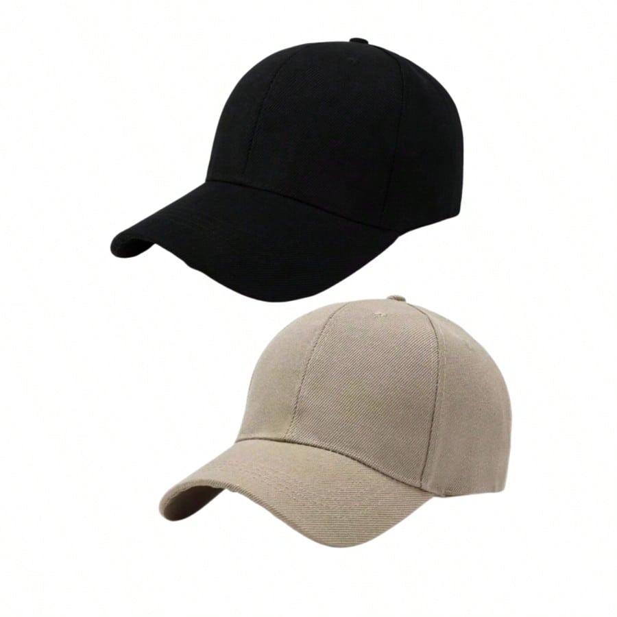 2pcs Men's Black Baseball Caps, Fashionable Adjustable Solid Color Sun Protection Casual Hats, Suitable For Spring/Autumn Travel, Beach, Party