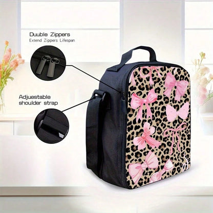 3pcs Leopard Print Backpack Set- Large Capacity Double Shoulder Bag, Handbag & Lunch Box With Adjustable Straps, Lightweight & Durable For Daily Commute, Casual Style, Backpack For School, Playful De