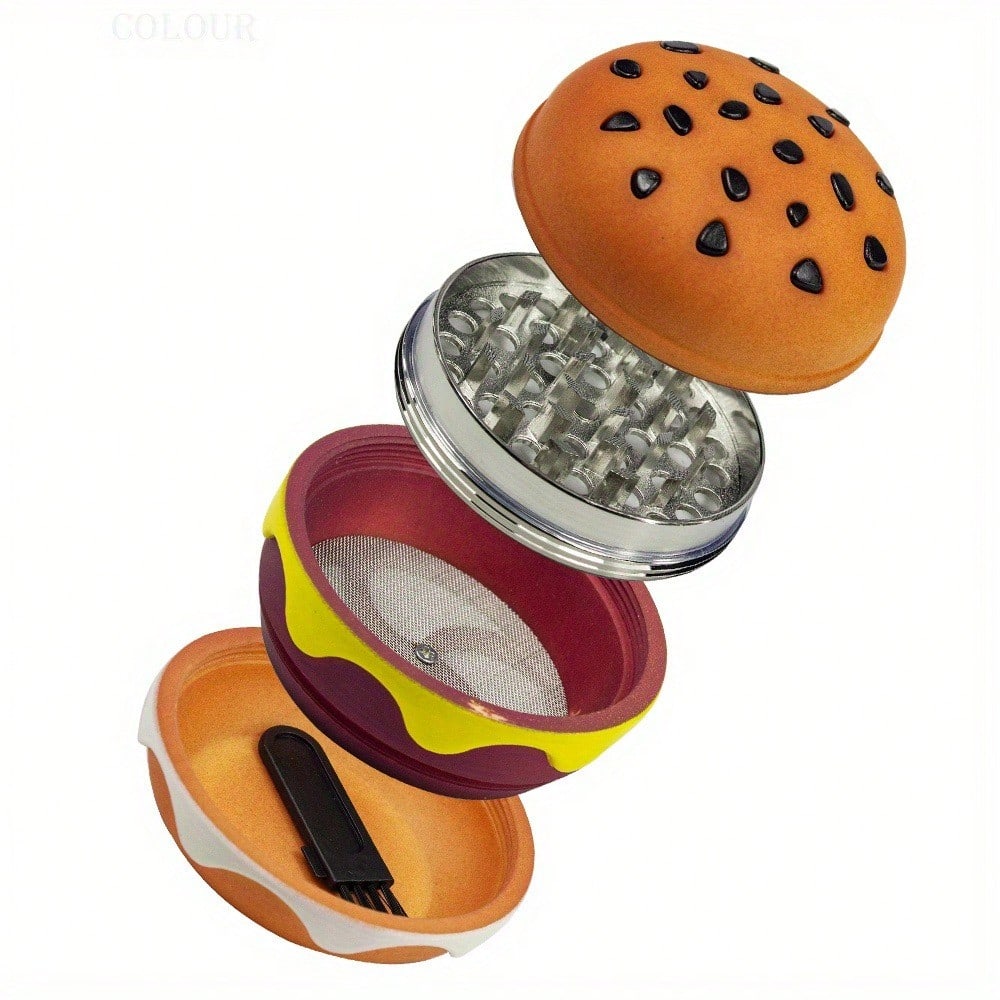4-Layer Metal Burger Spice Grinder, Creative And Cute Hamburger Manual Vanilla Grinder, Suitable For Daily Use In The Kitchen, Creative Christmas & Anniversary Gift For Boyfriend And Girlfriend