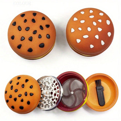 4-Layer Metal Burger Spice Grinder, Creative And Cute Hamburger Manual Vanilla Grinder, Suitable For Daily Use In The Kitchen, Creative Christmas & Anniversary Gift For Boyfriend And Girlfriend