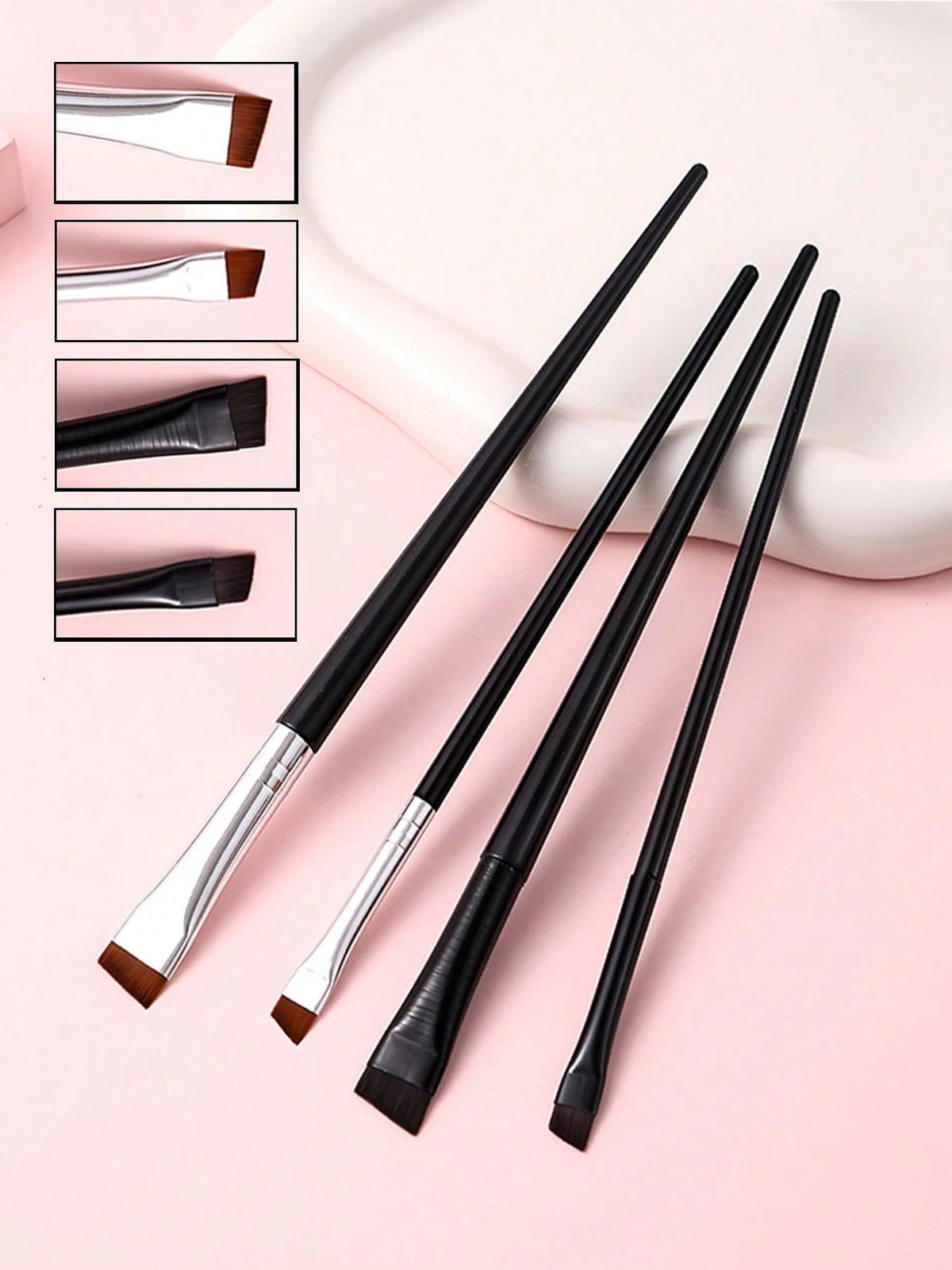 4pcs Upgraded Blade Eyeliner Brush, Thin Angle & Flat Eyebrow Brush, Precision Detailing Brush For Makeup, Eyebrow Brush, Eyeshadow Brush, Brush,Giveaways