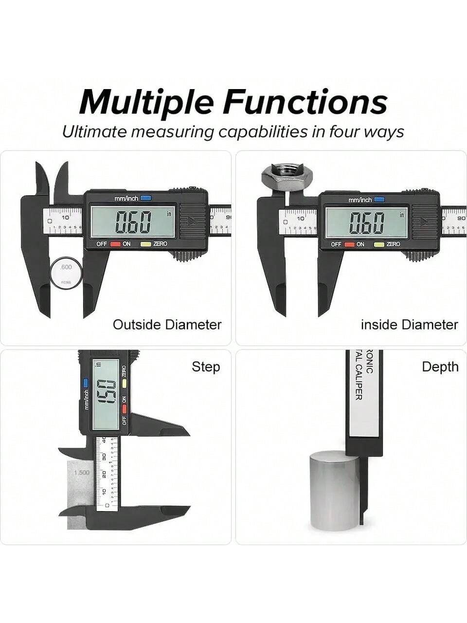 6 Inch/150mm Digital Electronic Caliper, Carbon Fiber Dial Vernier Caliper Micrometer Measuring Tool